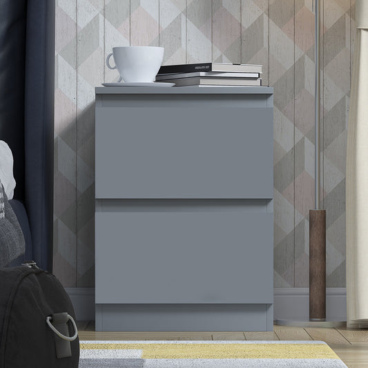 Stora 2 Drawer Bedside Cabinet - Matt Dark Grey