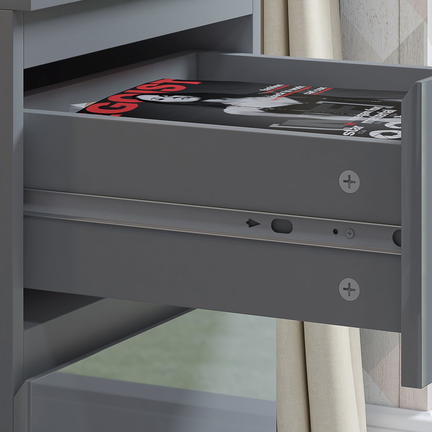 Stora 2 Drawer Bedside Cabinet - Grey Gloss Front