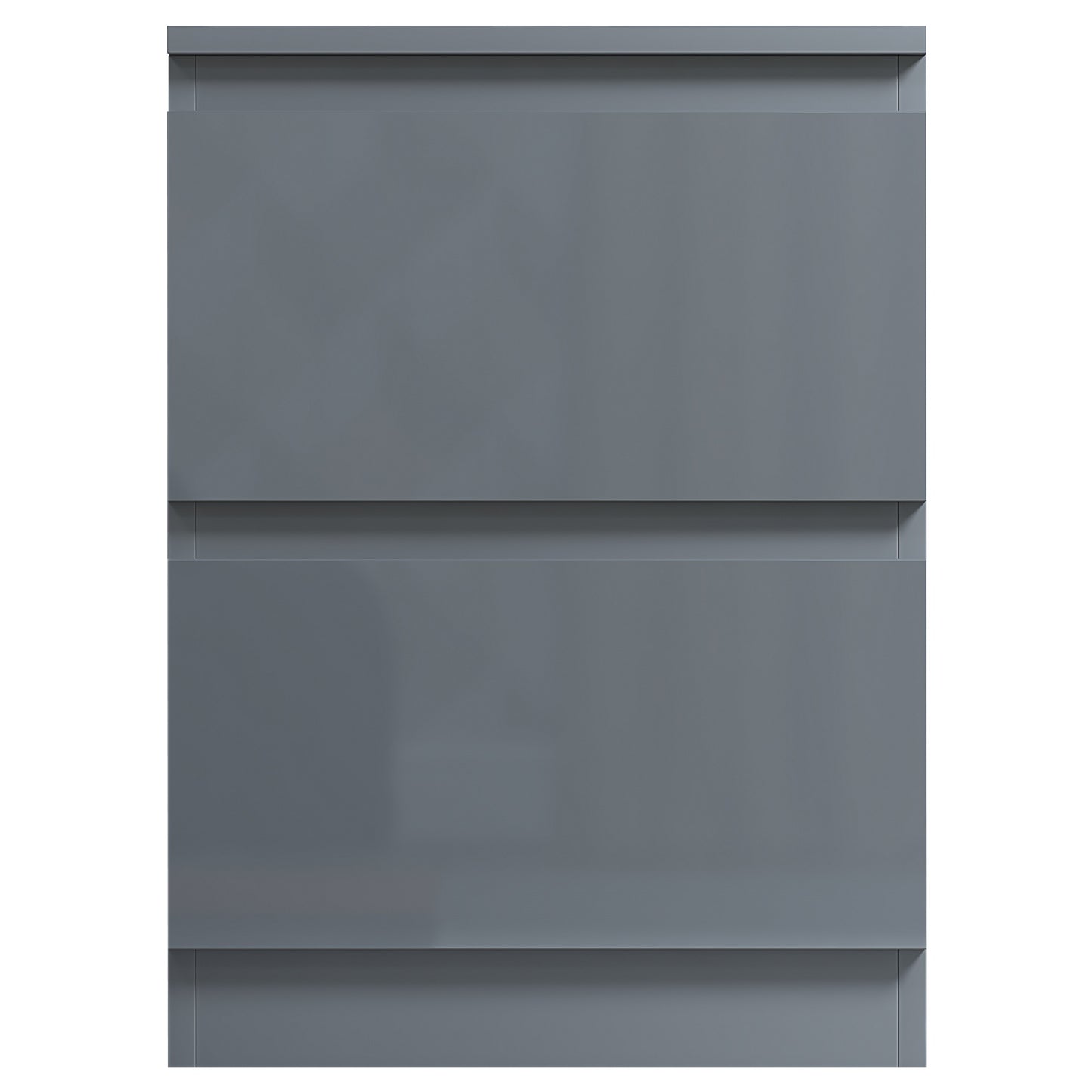 Stora 2 Drawer Bedside Cabinet - Grey Gloss Front