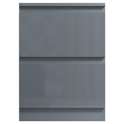 Stora 2 Drawer Bedside Cabinet - Grey Gloss Front