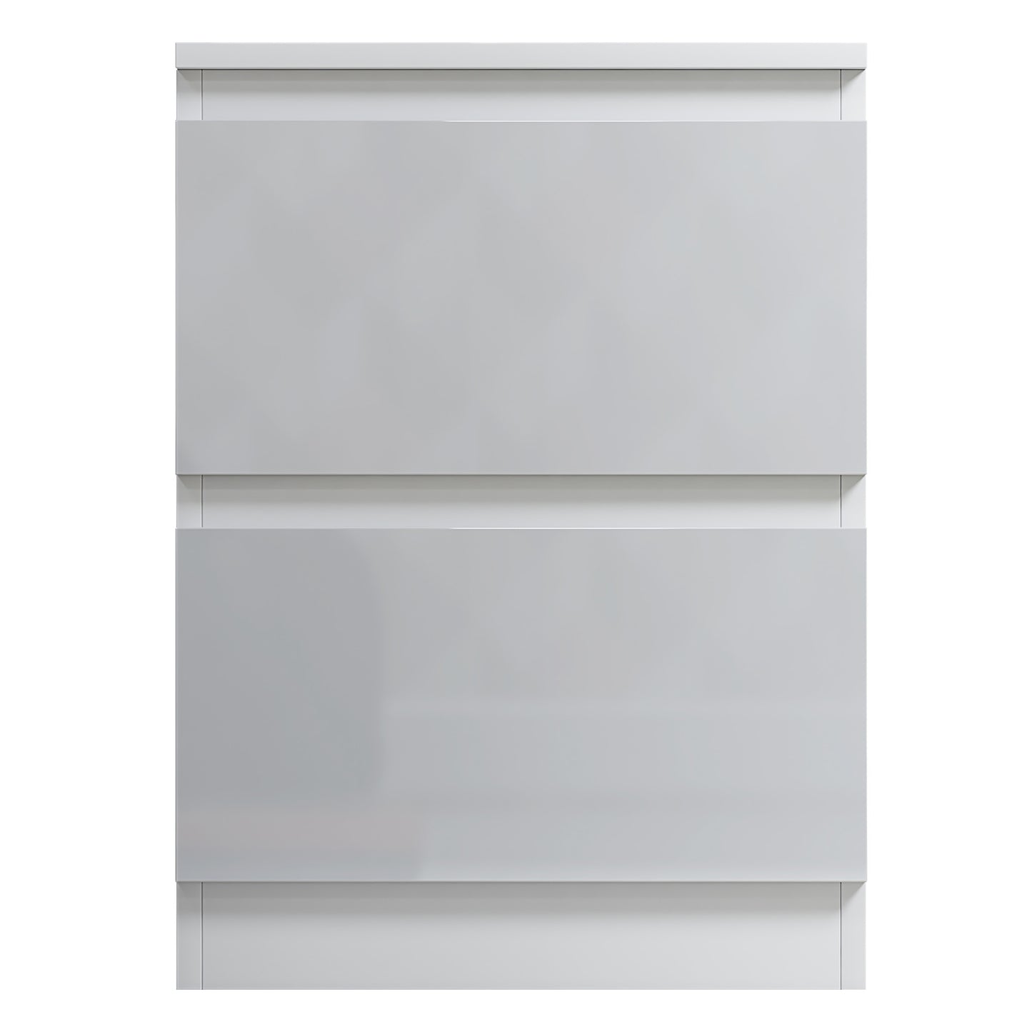 Stora 2 Drawer Bedside Cabinet - White Gloss Front
