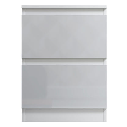 Stora 2 Drawer Bedside Cabinet - White Gloss Front