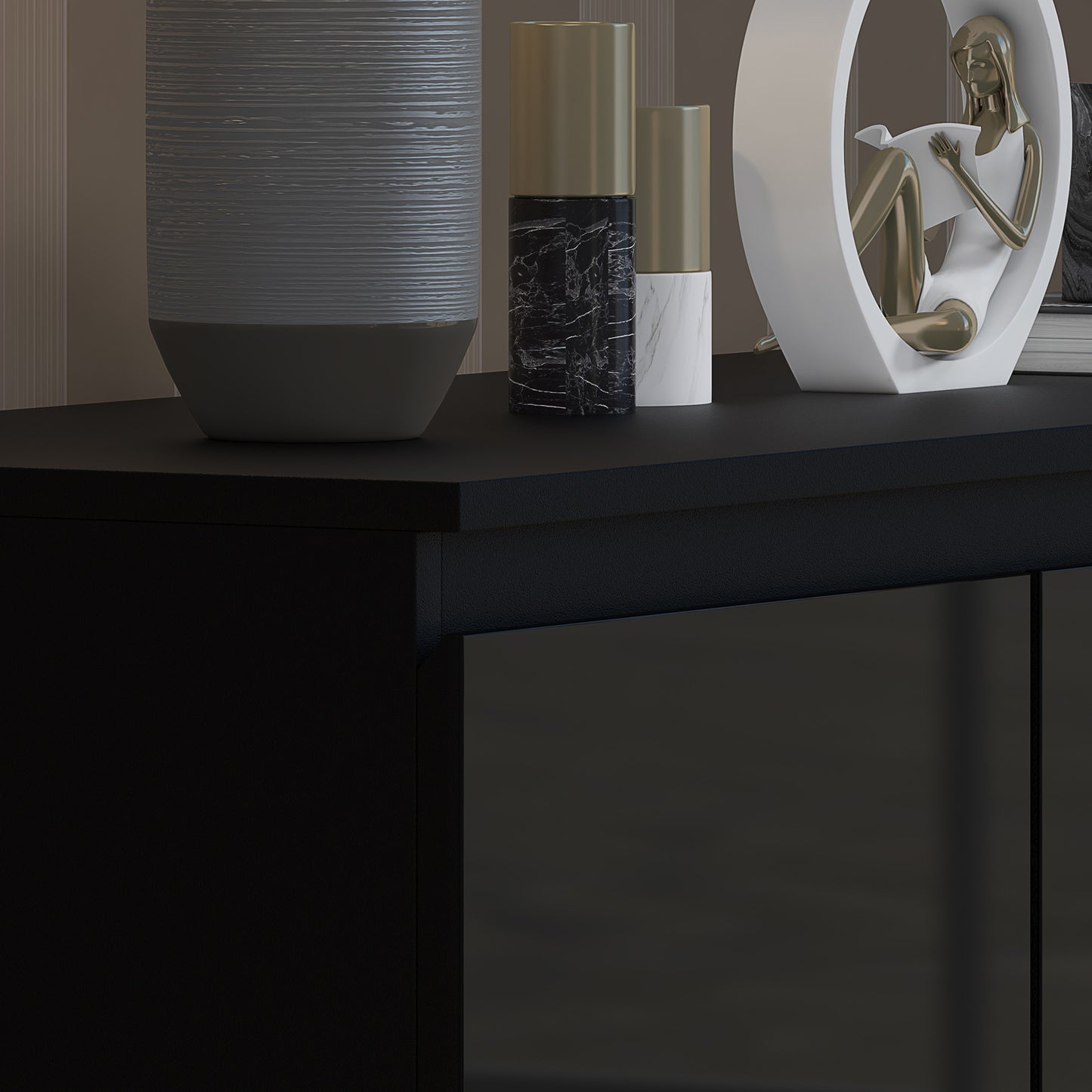 Stora 7 Drawer Merchant Chest Of Drawers - Black Gloss Front