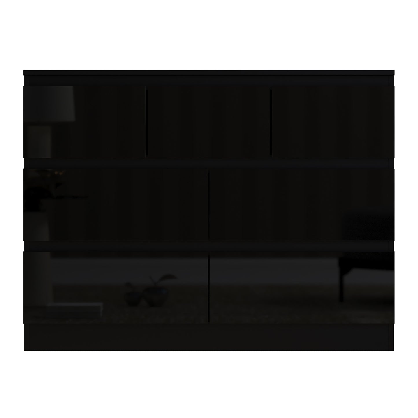 Stora 7 Drawer Merchant Chest Of Drawers - Black Gloss Front