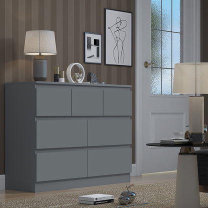 Stora 7 Drawer Merchant Chest Of Drawers - Matt Dark Grey