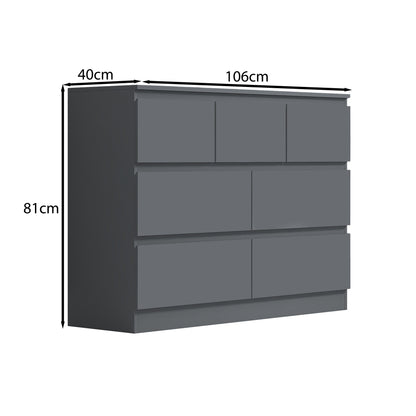 Stora 7 Drawer Merchant Chest Of Drawers - Matt Dark Grey