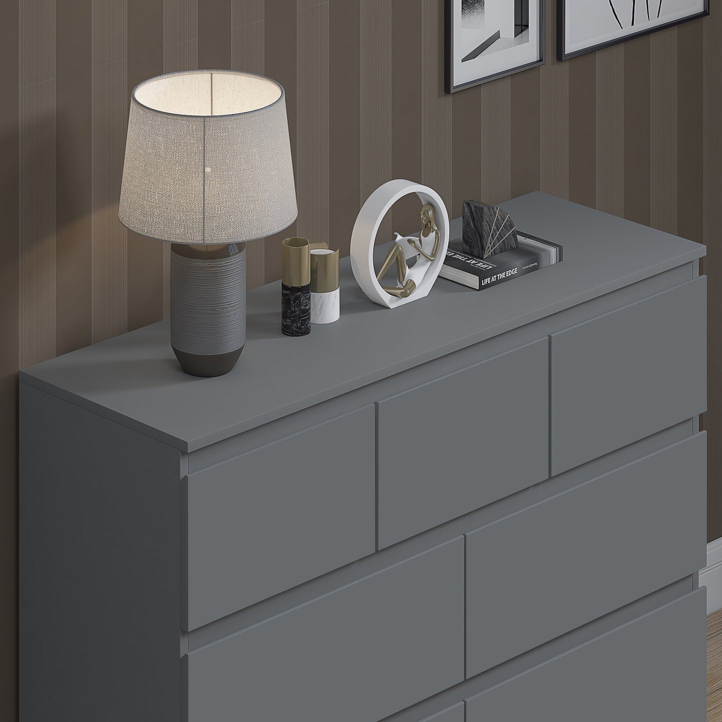 Stora 7 Drawer Merchant Chest Of Drawers - Matt Dark Grey