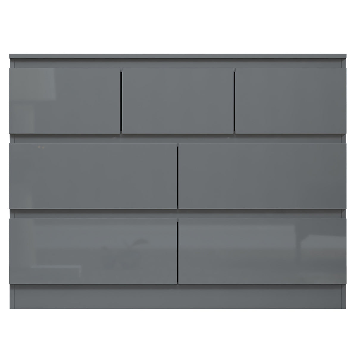 Stora 7 Drawer Merchant Chest Of Drawers - Grey Gloss Front