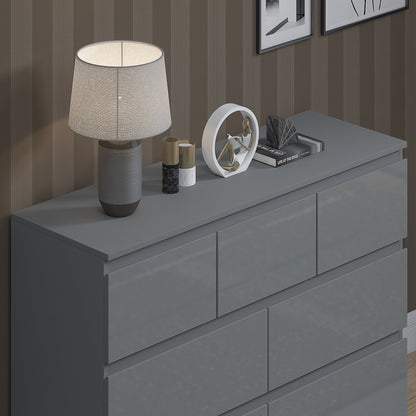 Stora 7 Drawer Merchant Chest Of Drawers - Grey Gloss Front