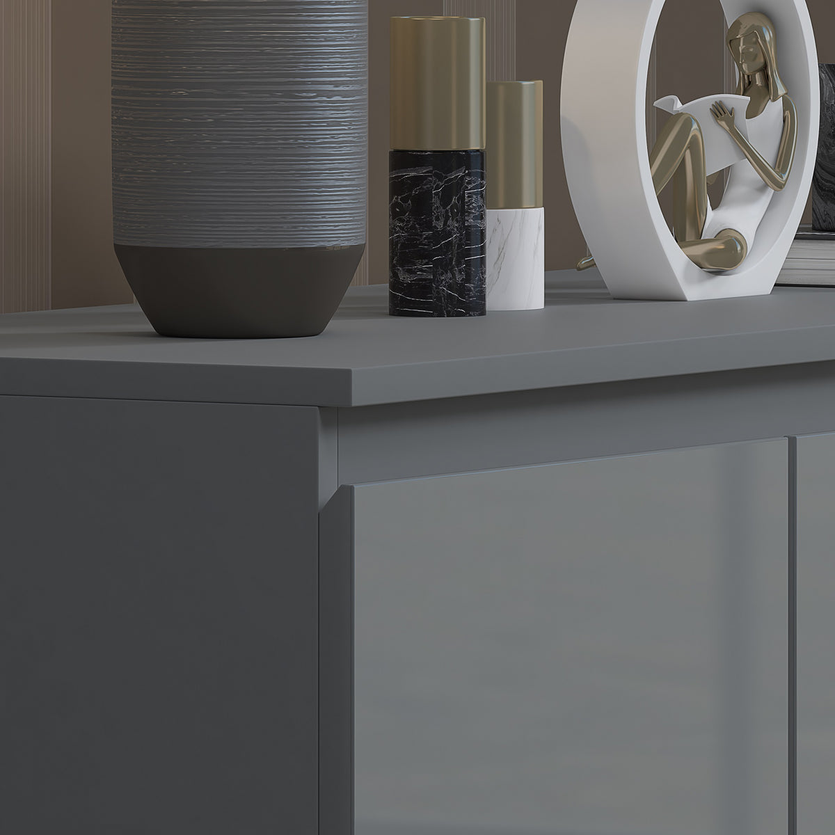 Stora 7 Drawer Merchant Chest Of Drawers - Grey Gloss Front