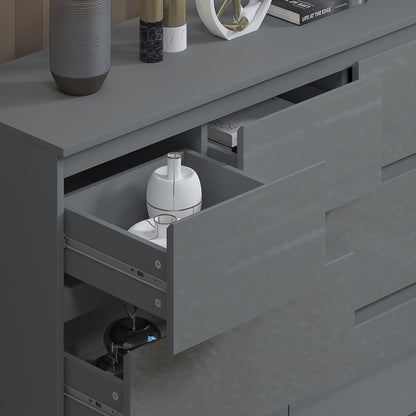 Stora 7 Drawer Merchant Chest Of Drawers - Grey Gloss Front