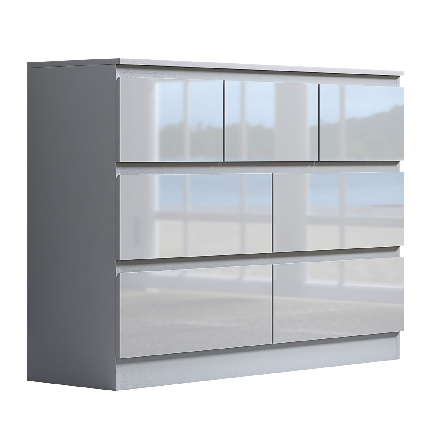 Stora 7 Drawer Merchant Chest Of Drawers - White Gloss Front