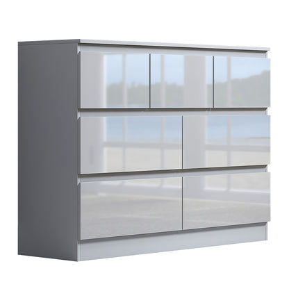 Stora 7 Drawer Merchant Chest Of Drawers - White Gloss Front