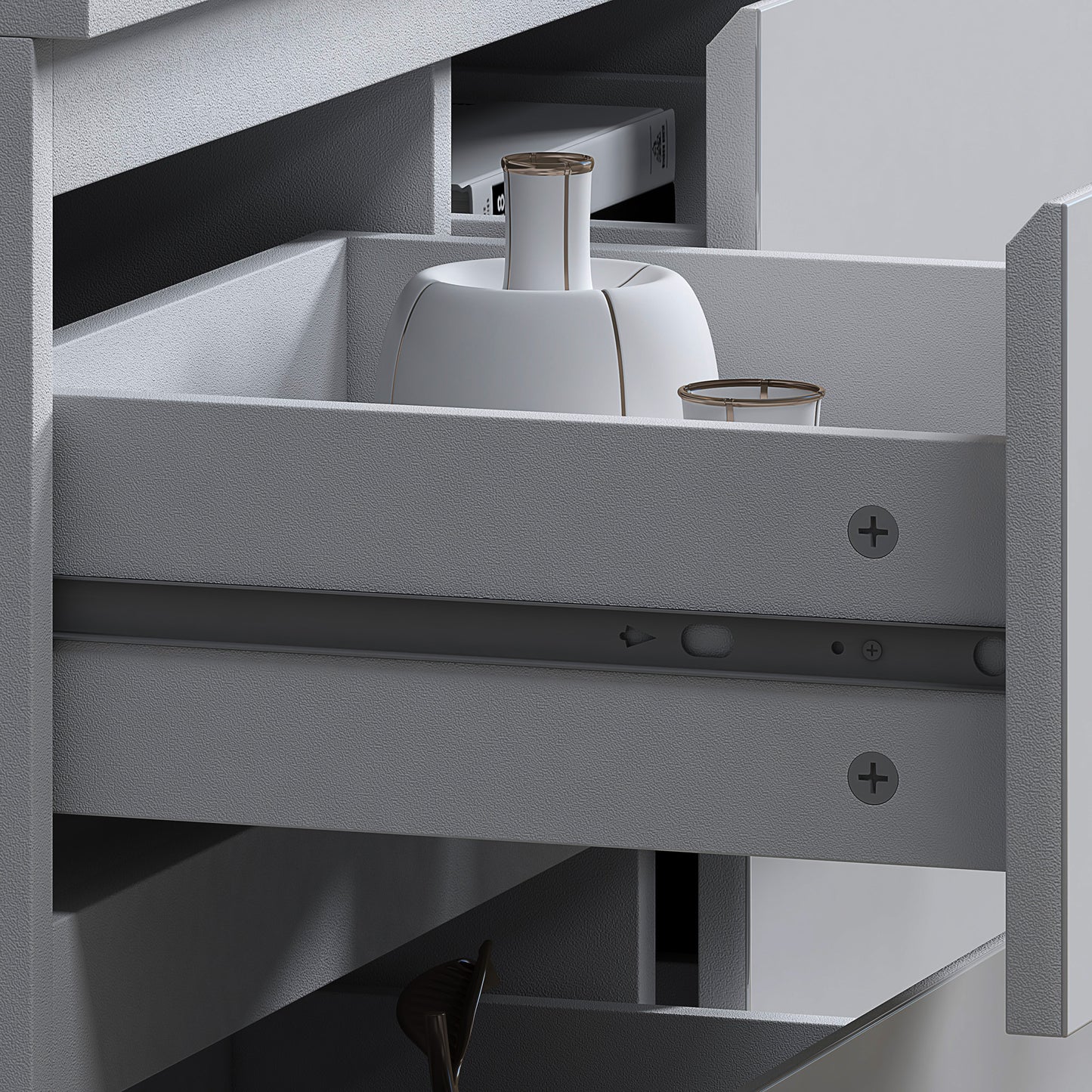 Stora 7 Drawer Merchant Chest Of Drawers - White Gloss Front