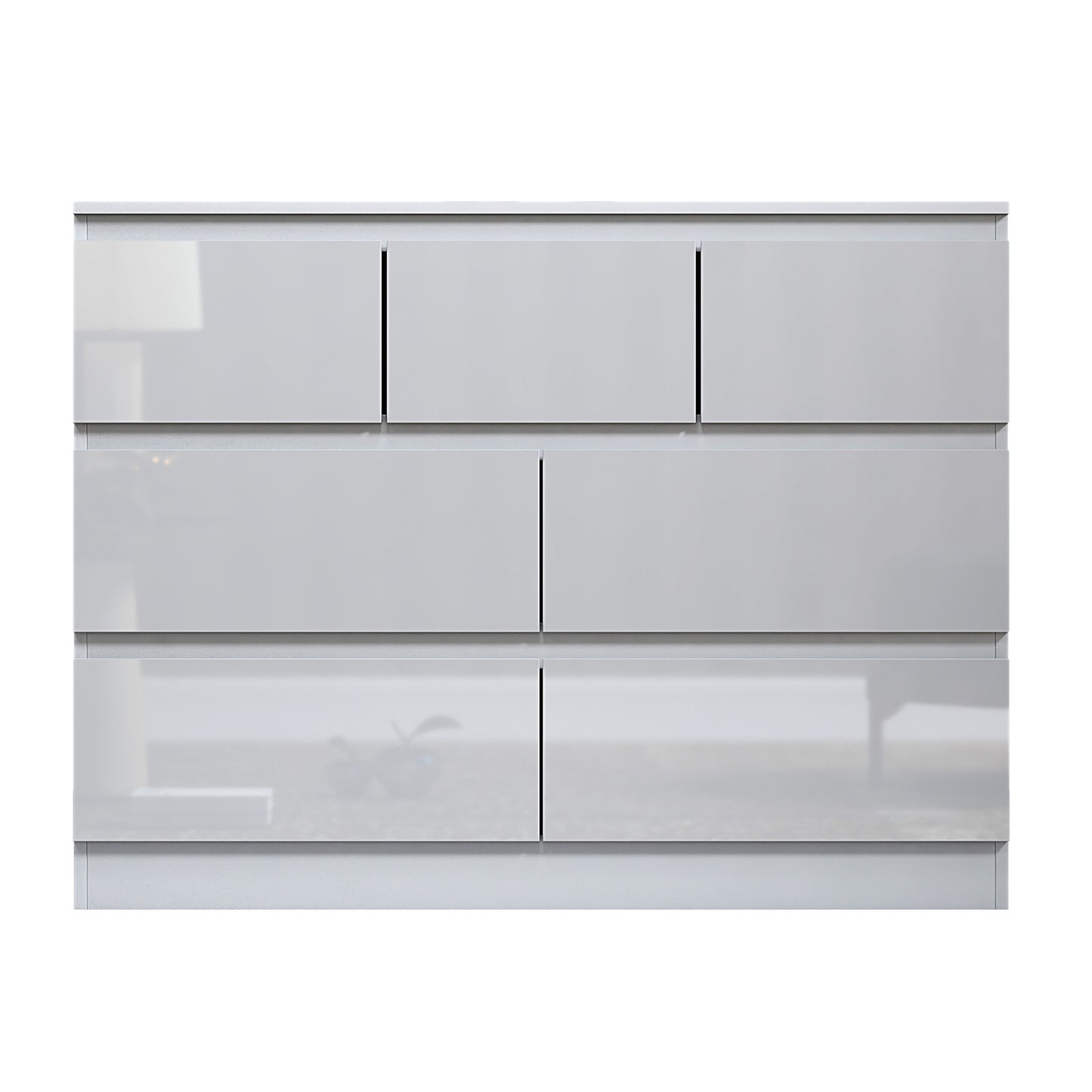Stora 7 Drawer Merchant Chest Of Drawers - White Gloss Front