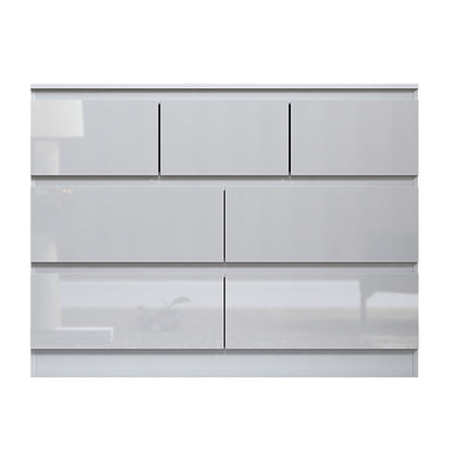 Stora 7 Drawer Merchant Chest Of Drawers - White Gloss Front