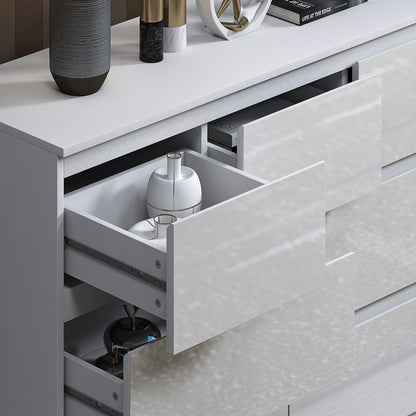 Stora 7 Drawer Merchant Chest Of Drawers - White Gloss Front