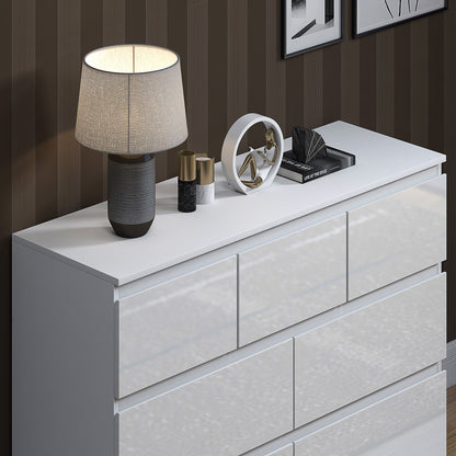 Stora 7 Drawer Merchant Chest Of Drawers - White Gloss Front