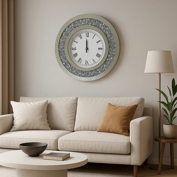 Round Crushed Crystal Wall Clock