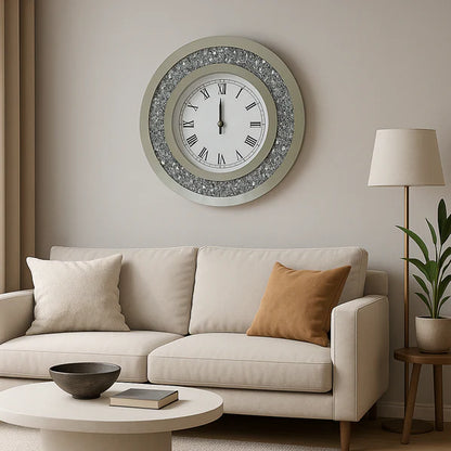 Round Crushed Crystal Wall Clock