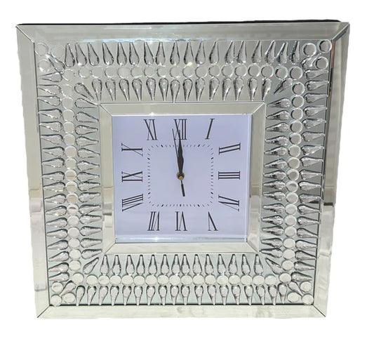 Square Crystal Tear Drop Wall Clock