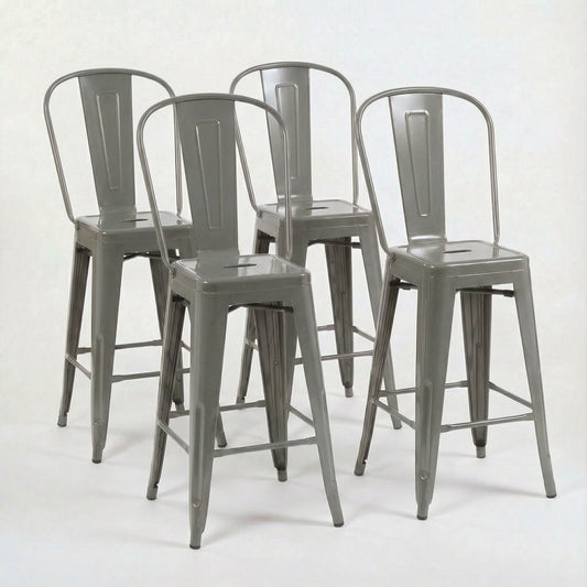 Bistro Pack Of 4 24 Silver Bar Chairs