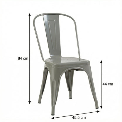 Bistro Pack Of 4 Silver Metal Chairs