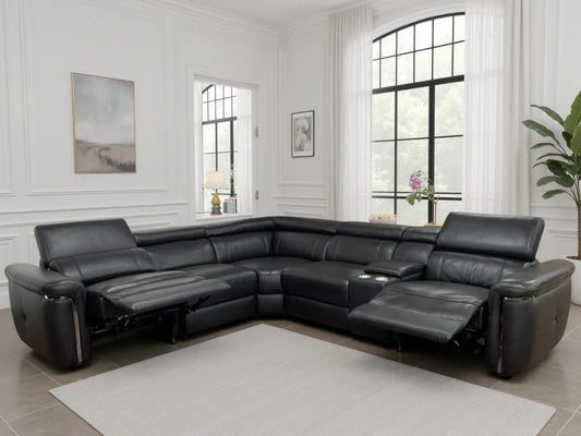 Somerville Electric Recliner Sofa – Black Large Corner
