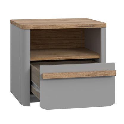 Surfinio Grey 1 Drawer 1 Open Shelf Bedside Cabinet