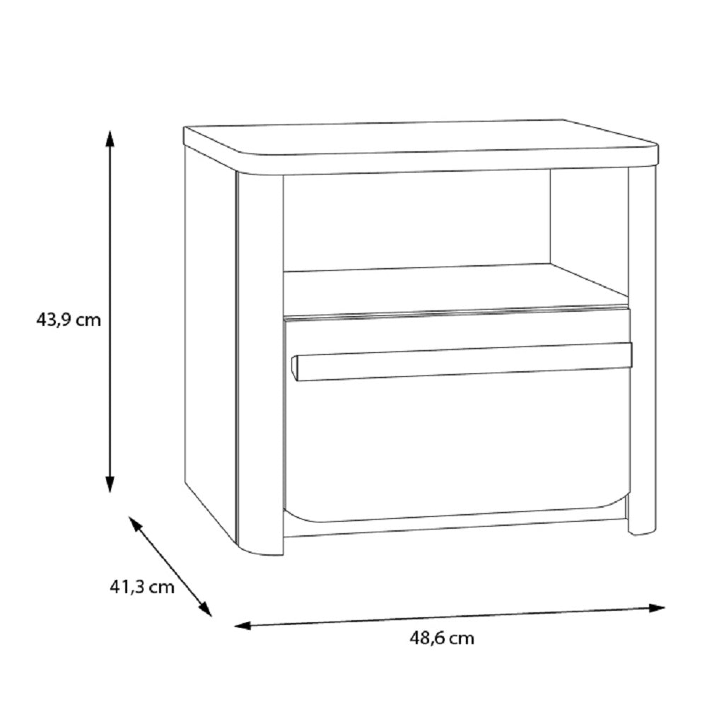 Surfinio Grey 1 Drawer 1 Open Shelf Bedside Cabinet