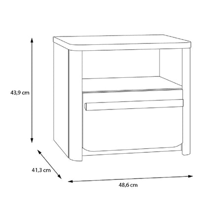 Surfinio Grey 1 Drawer 1 Open Shelf Bedside Cabinet