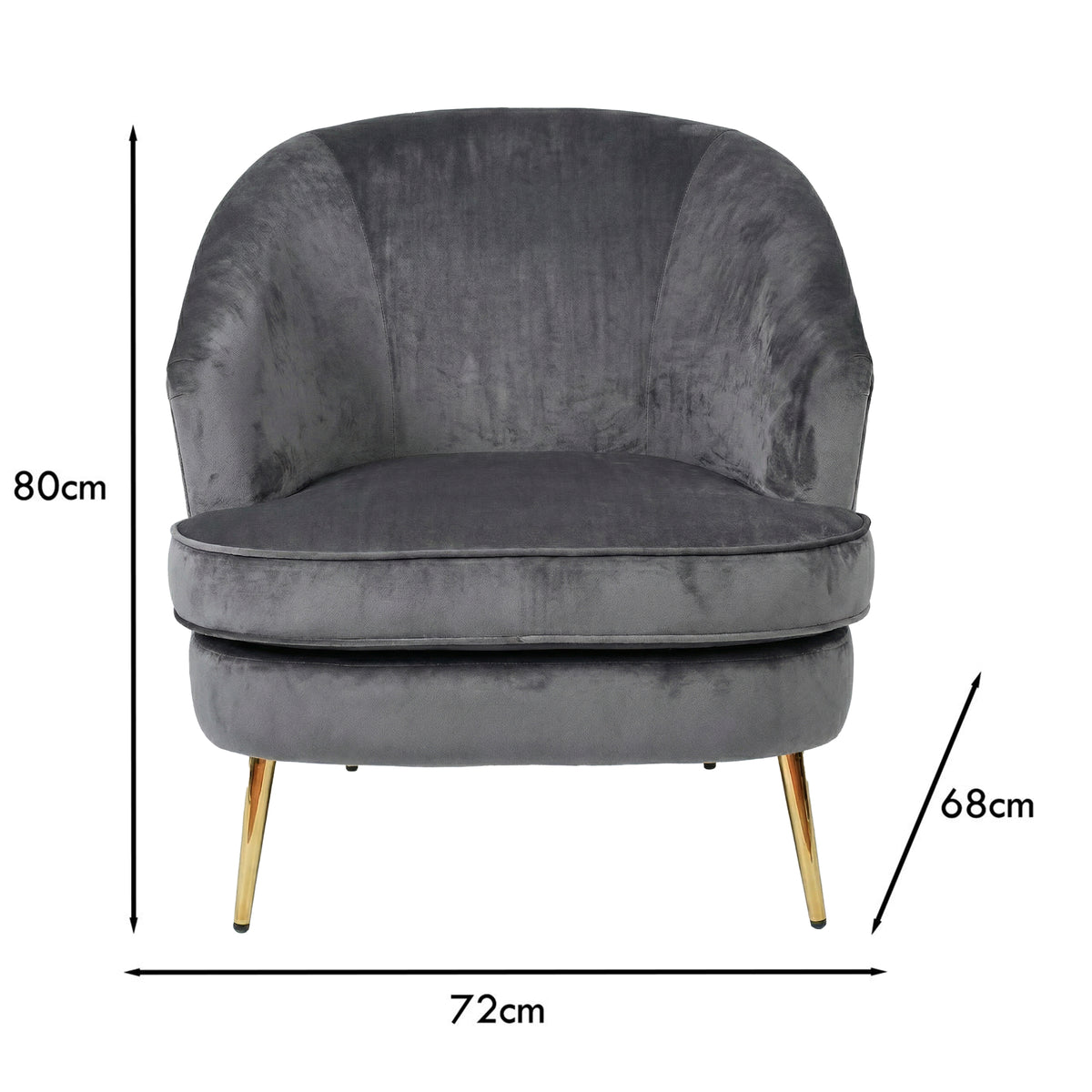 Loretta Armchair Grey Velvet Padded Cushioned Tub Chair