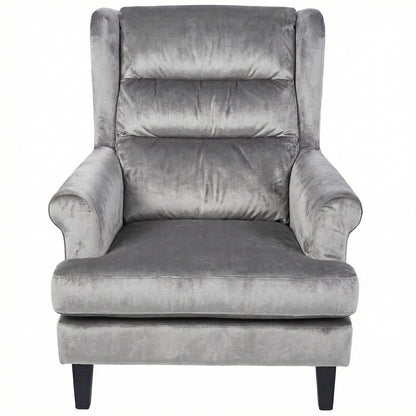 Loretta Armchair Grey Velvet Cushioned Ribbed Back