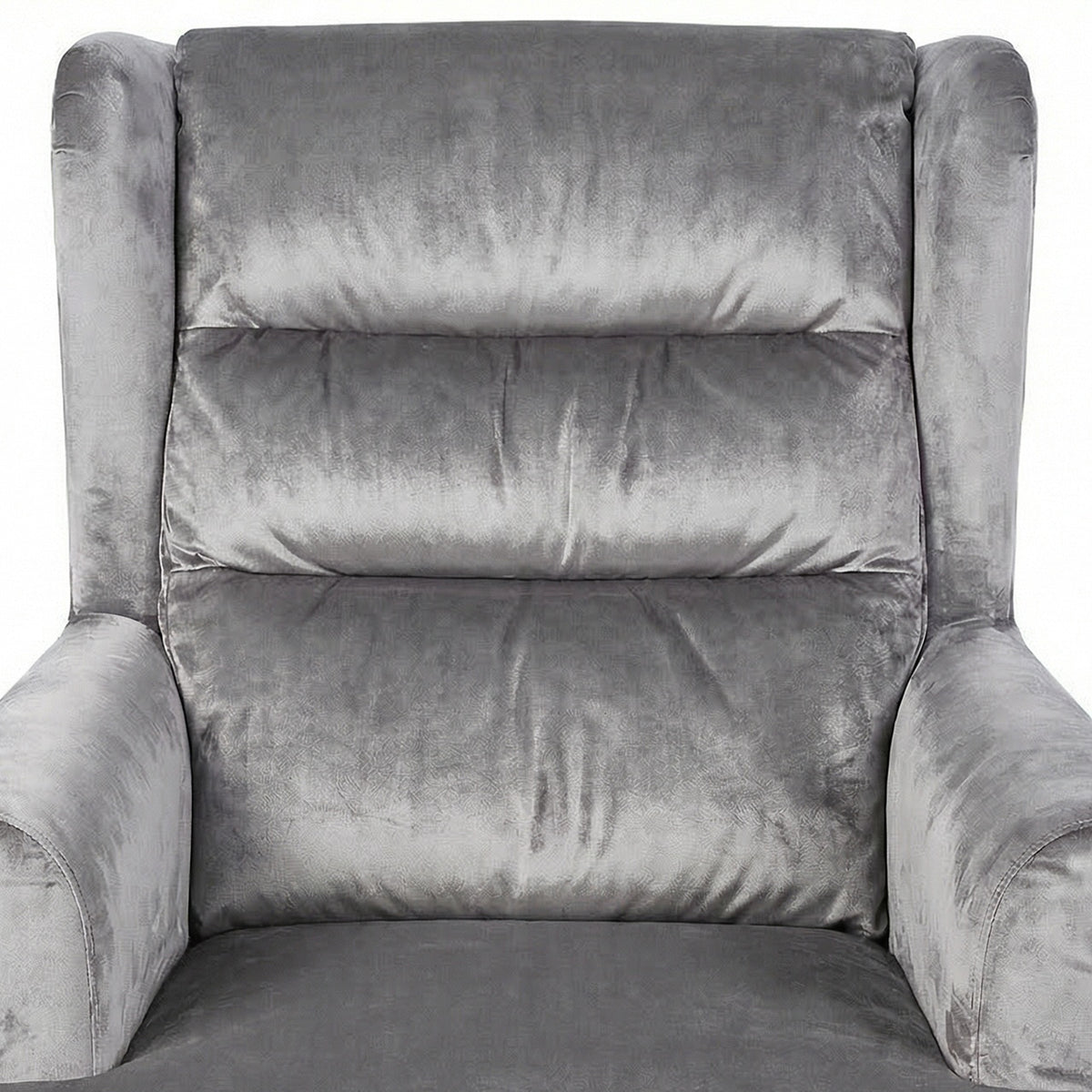 Loretta Armchair Grey Velvet Cushioned Ribbed Back