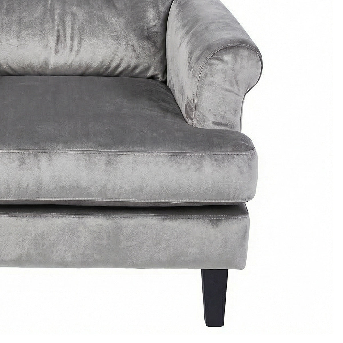 Loretta Armchair Grey Velvet Cushioned Ribbed Back