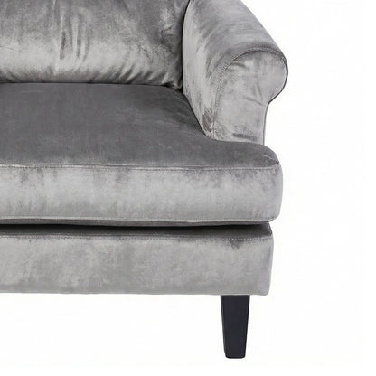 Loretta Armchair Grey Velvet Cushioned Ribbed Back