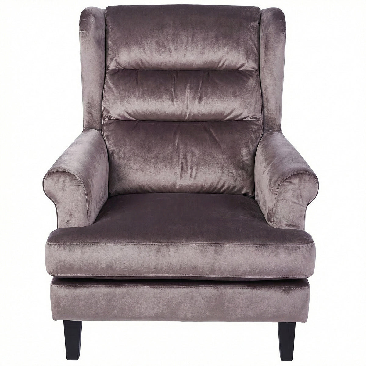 Loretta Armchair Mink Velvet Cushioned Ribbed Back