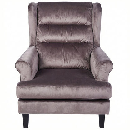Loretta Armchair Mink Velvet Cushioned Ribbed Back
