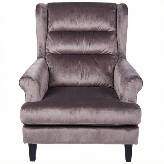 Loretta Armchair Mink Velvet Cushioned Ribbed Back