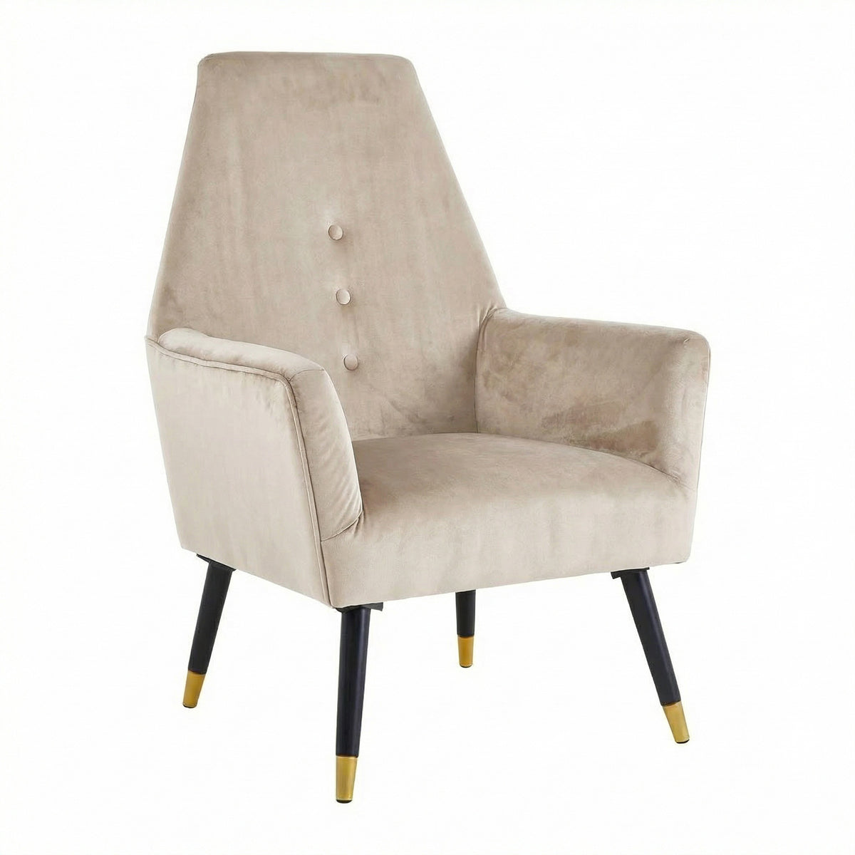 Loretta Accent Chair Stone Velvet Button Detail Armchair