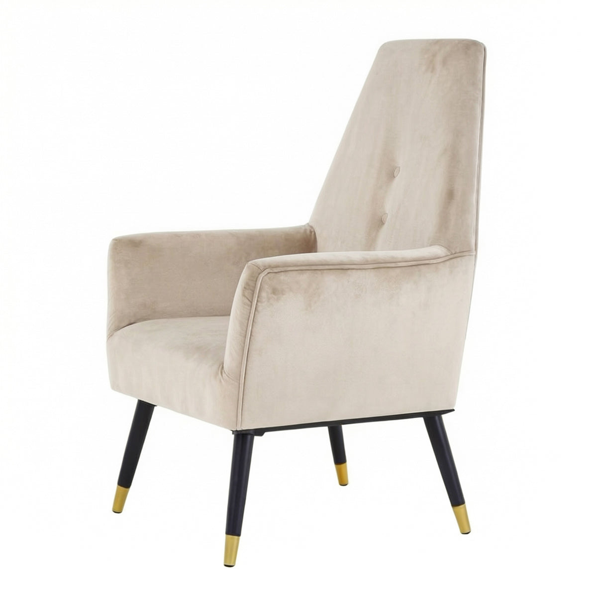 Loretta Accent Chair Stone Velvet Button Detail Armchair