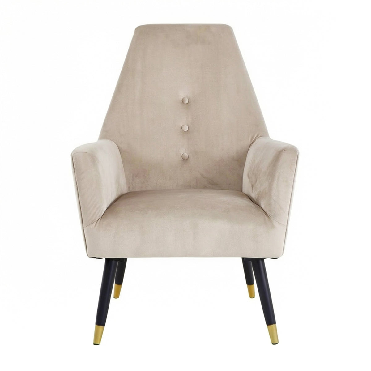 Loretta Accent Chair Stone Velvet Button Detail Armchair