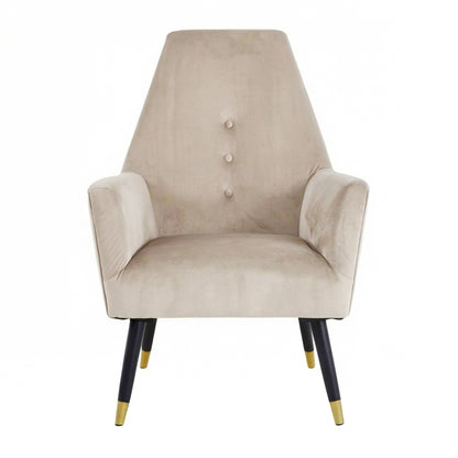 Loretta Accent Chair Stone Velvet Button Detail Armchair