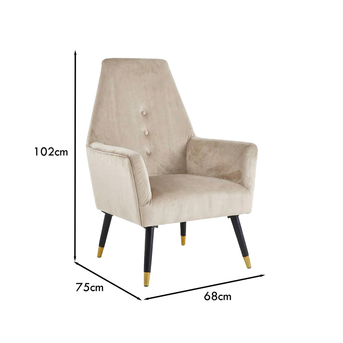 Loretta Accent Chair Stone Velvet Button Detail Armchair