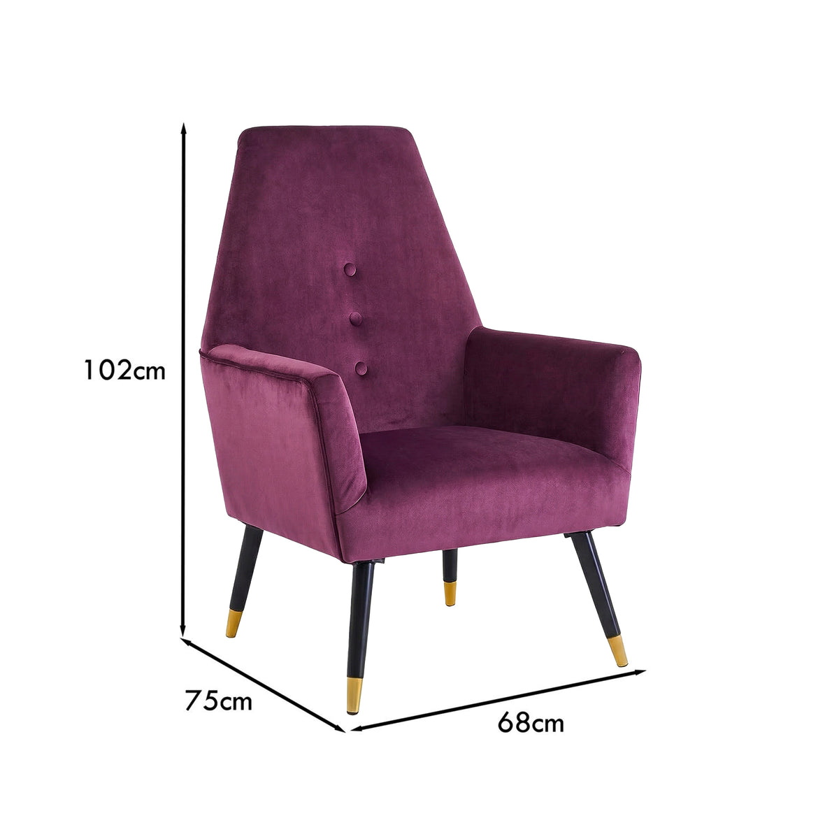 Loretta Accent Chair Red Wine Velvet Button Detail Armchair