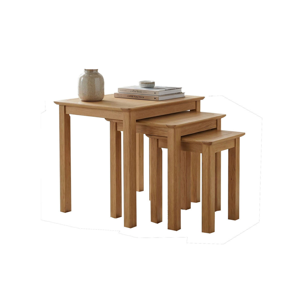 Taberno Oak Assembled Nest Of 3 Tables