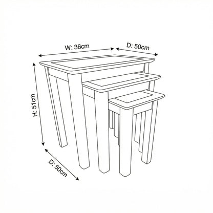 Taberno Oak Assembled Nest Of 3 Tables