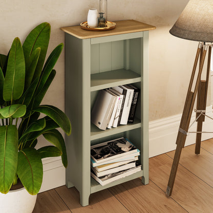 Taberno Oak 3 Tier Bookcase Sage Green