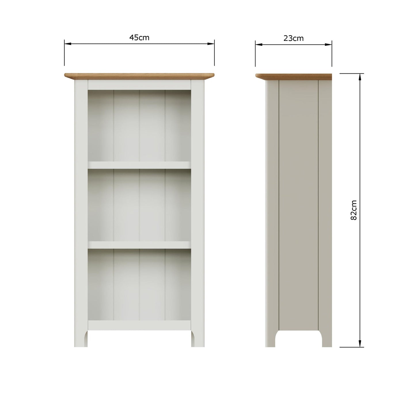 Taberno Oak 3 Tier Bookcase Linen White