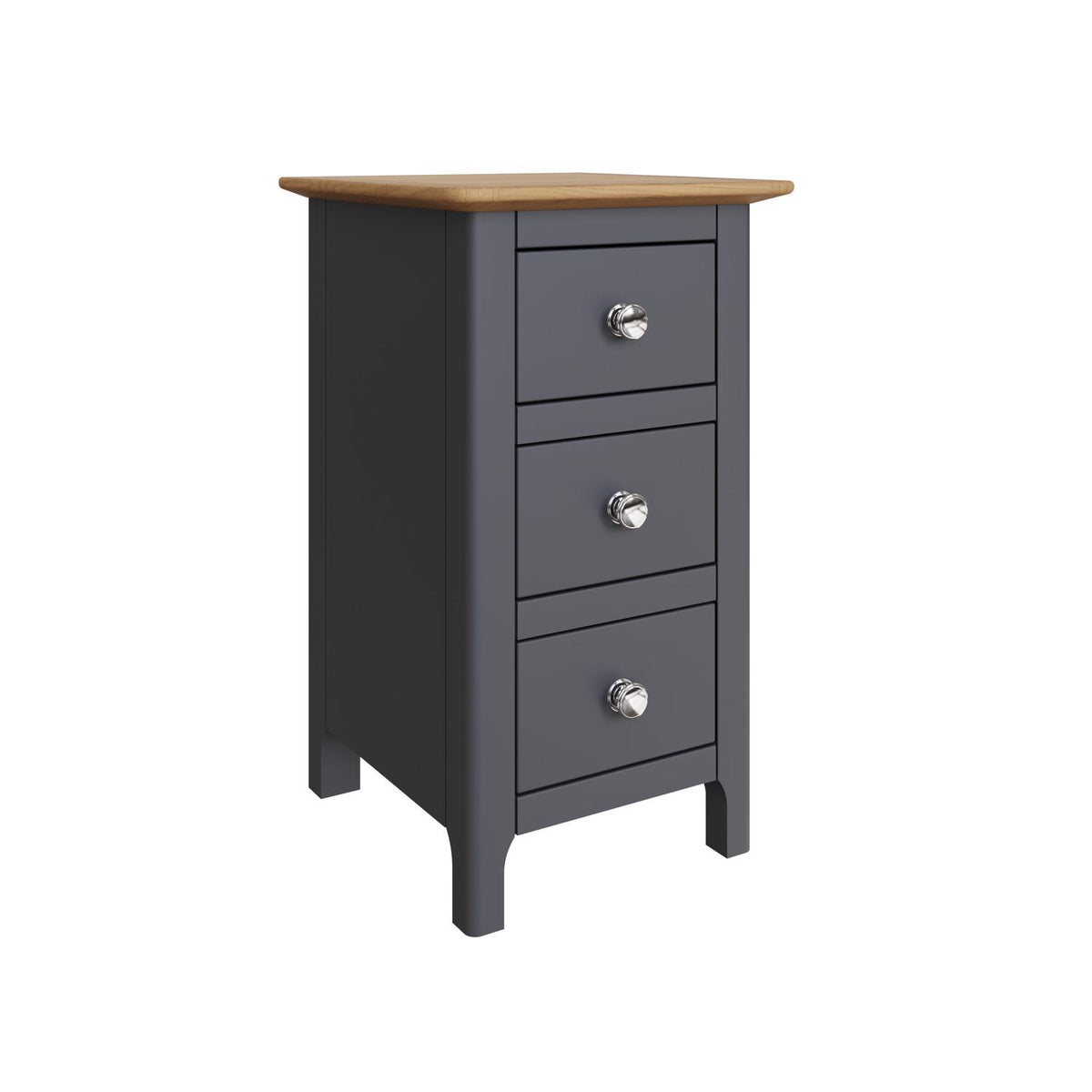 Taberno Oak 3 Drawer Bedside Table Nightstand Cabinet Graphite Blue
